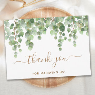 Greenery Eucalyptus Gold Script Wedding Offizier Dankeskarte