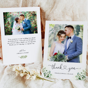Greenery Eucalyptus Heart Script Wedding Foto Dankeskarte