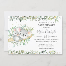 Greenery Eucalyptus Koala Neutral Baby Shower Boy Einladung