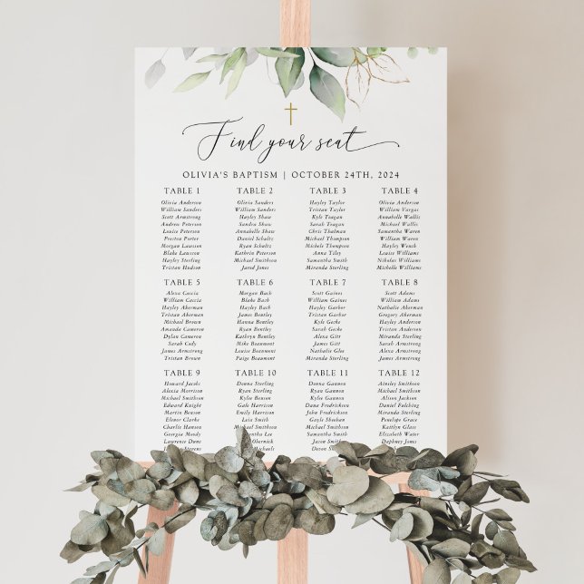 Greenery, Eucalyptus Leaves, Baptism Seating Chart Poster (Von Creator hochgeladen)