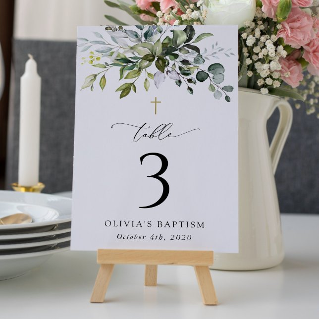 Greenery, Eucalyptus Leaves, Baptism Table Numbers Tischnummer (Von Creator hochgeladen)