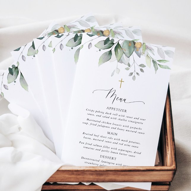 Greenery, Eucalyptus Leaves, Boho, Baptism Menu (Von Creator hochgeladen)
