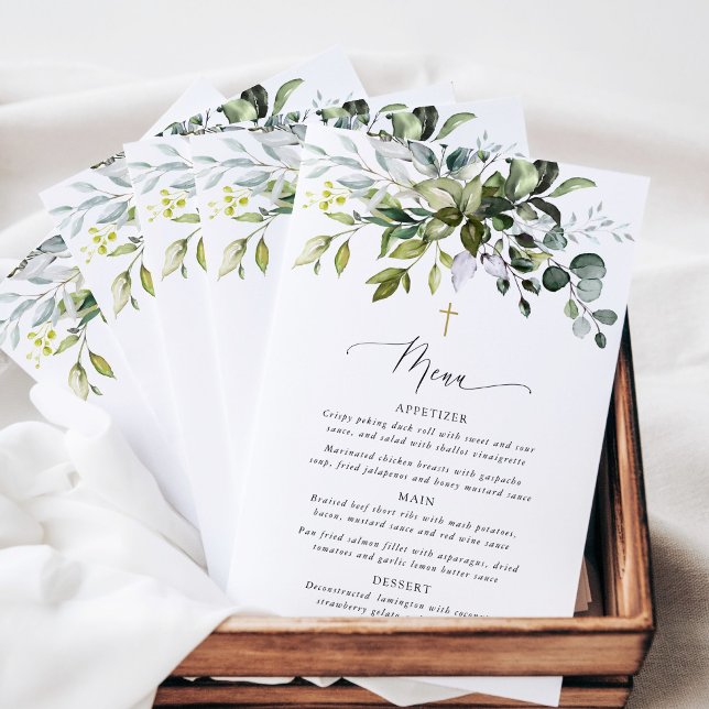 Greenery, Eucalyptus Leaves, Boho, Baptism Menu (Von Creator hochgeladen)