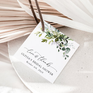 Greenery, Eucalyptus Leaves, Boho, Bridal Shower Geschenkanhänger