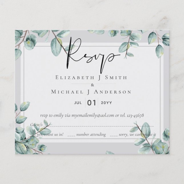 Greenery Eucalyptus Lilac Lemon Gray Wedding (Vorderseite)