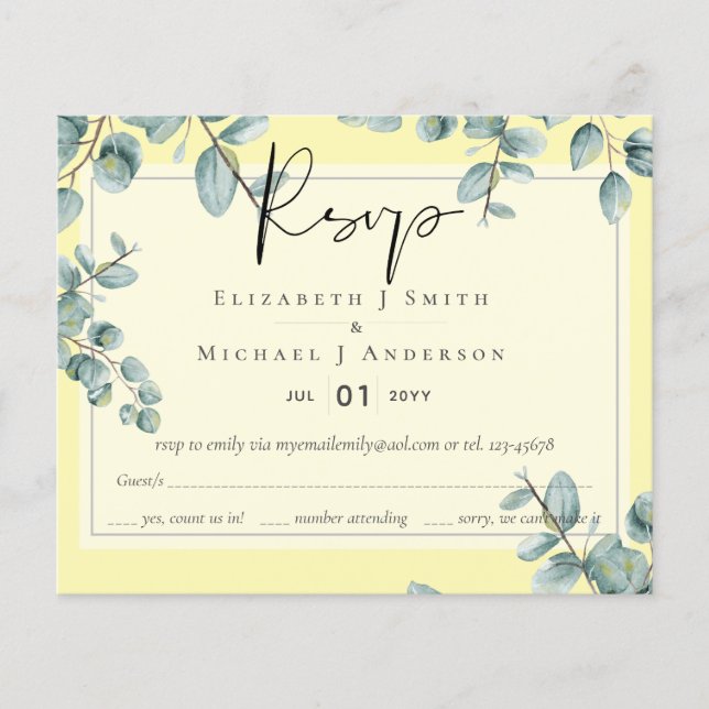 Greenery Eucalyptus Lilac Lemon Gray Wedding (Vorderseite)