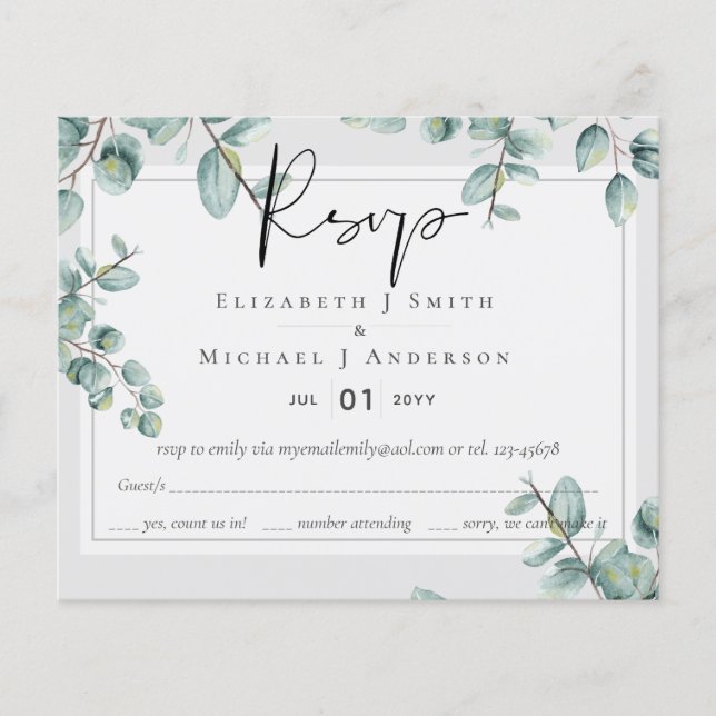 Greenery Eucalyptus Lilac Lemon Gray Wedding (Vorderseite)