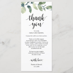 Greenery Eucalyptus Place Einstellung Danke Karte