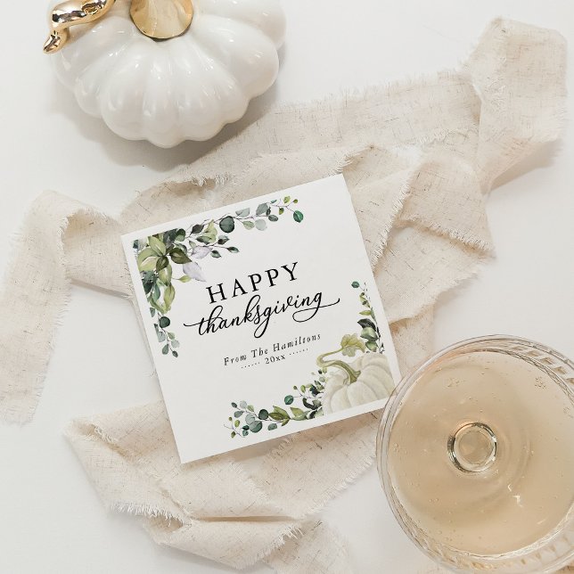 Greenery Eucalyptus Pumpkin Erntedank Dinner Serviette (Von Creator hochgeladen)