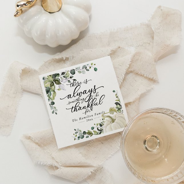 Greenery Eucalyptus Pumpkin Erntedank Dinner Serviette (Von Creator hochgeladen)