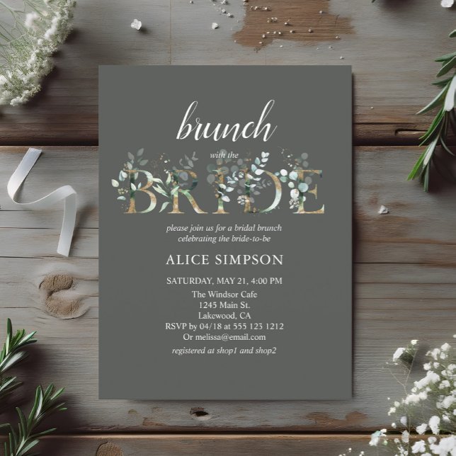 Greenery Eucalyptus Script Bridal Brunch Dusche Postkarte (Von Creator hochgeladen)