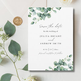 Greenery Eucalyptus script-Foto Save The Date