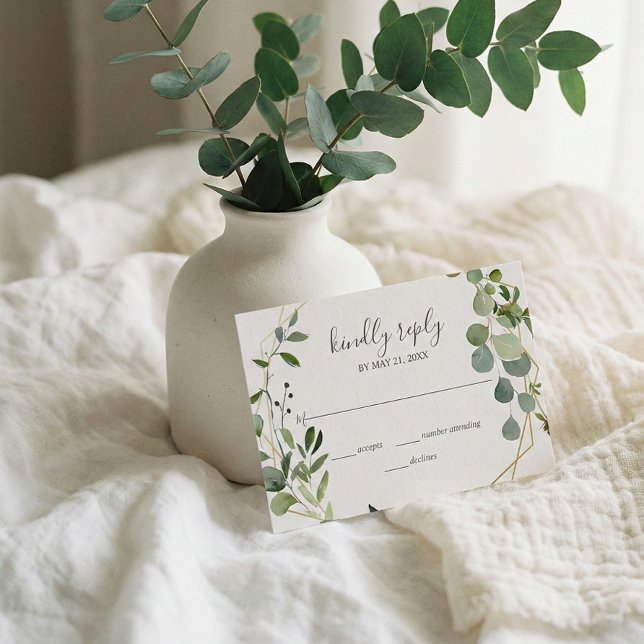Greenery Eucalyptus Script Wedding RSVP (Von Creator hochgeladen)