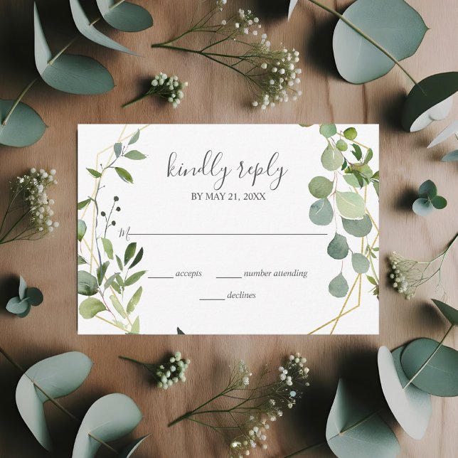 Greenery Eucalyptus Script Wedding RSVP (Von Creator hochgeladen)
