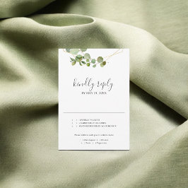 Greenery Eucalyptus Script Wedding RSVP Karte