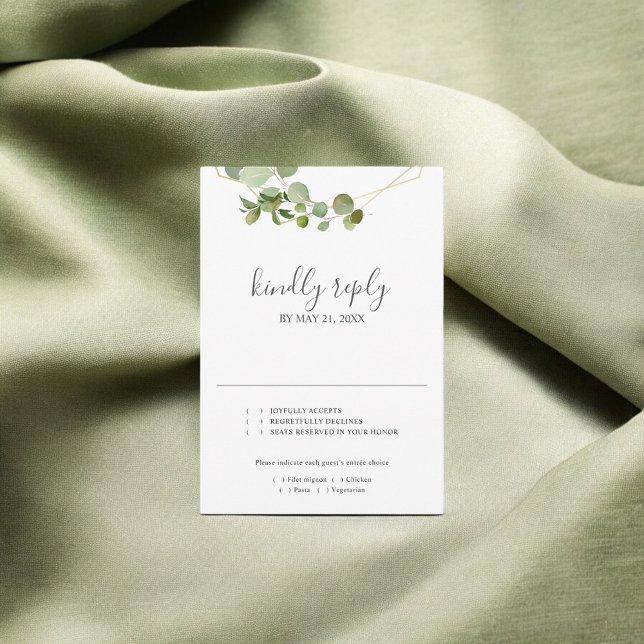 Greenery Eucalyptus Script Wedding RSVP Karte (Von Creator hochgeladen)