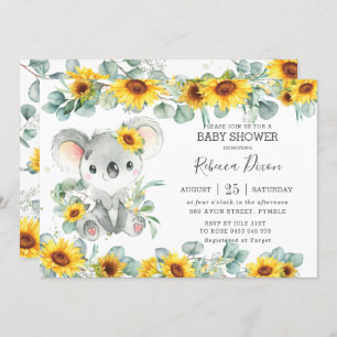 Greenery Eucalyptus Sunflower Koala Babydusche Einladung