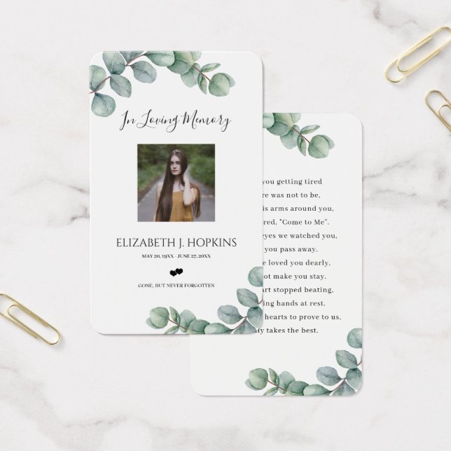 Greenery Eucalyptus Verlasse Foto Gebet Karten (Büro)