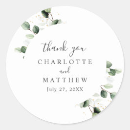 Greenery Eucalyptus Vielen Dank, dass Sie Gold Wed Runder Aufkleber