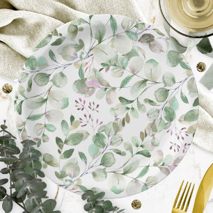 Greenery Eucalyptus Watercolor Brautparty Pappteller