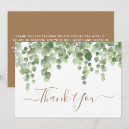 Greenery Eucalyptus Watercolor Gold Script Wedding Dankeskarte