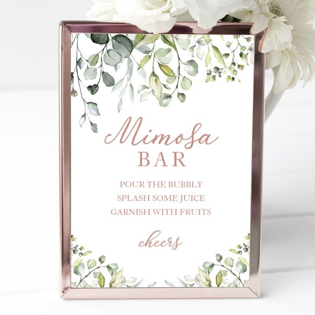 Greenery Eucalyptus Watercolor Mimosa Bar Sign Poster (Von Creator hochgeladen)