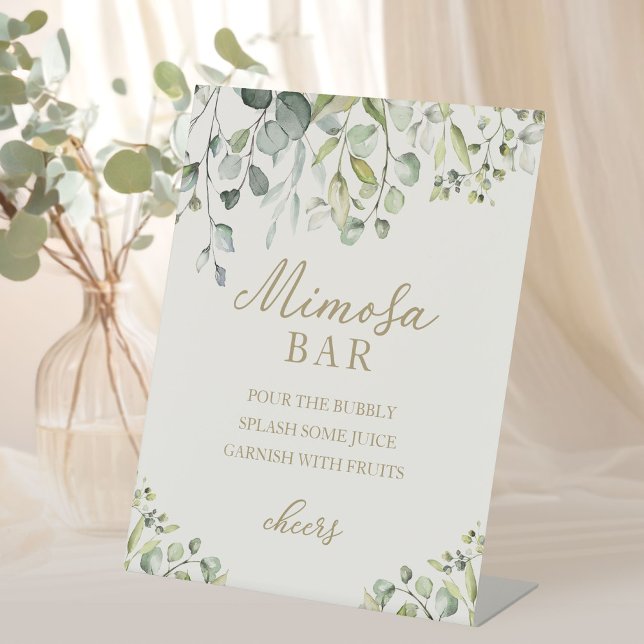 Greenery Eucalyptus Watercolor Mimosa Bar Sign Sockelschild (Von Creator hochgeladen)