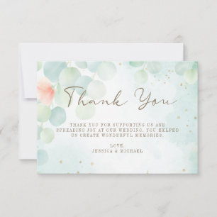 Greenery Eucalyptus Watercolor Ombre Wedding Dankeskarte