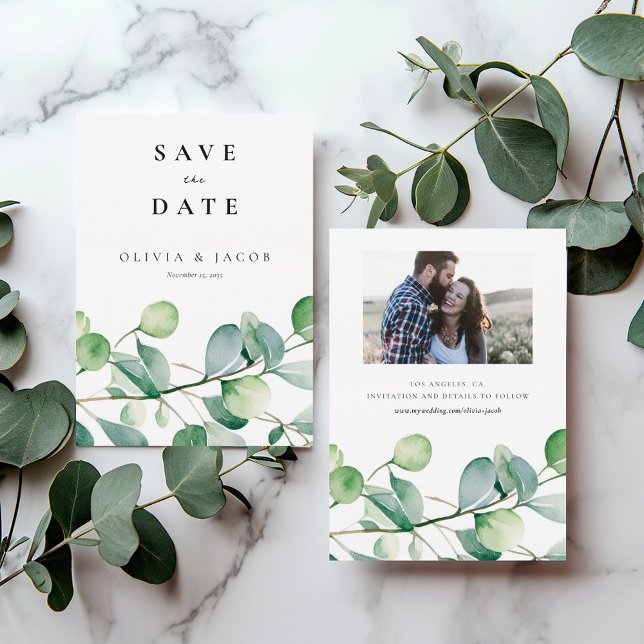 Greenery Eucalyptus Watercolor Save The Date (Von Creator hochgeladen)