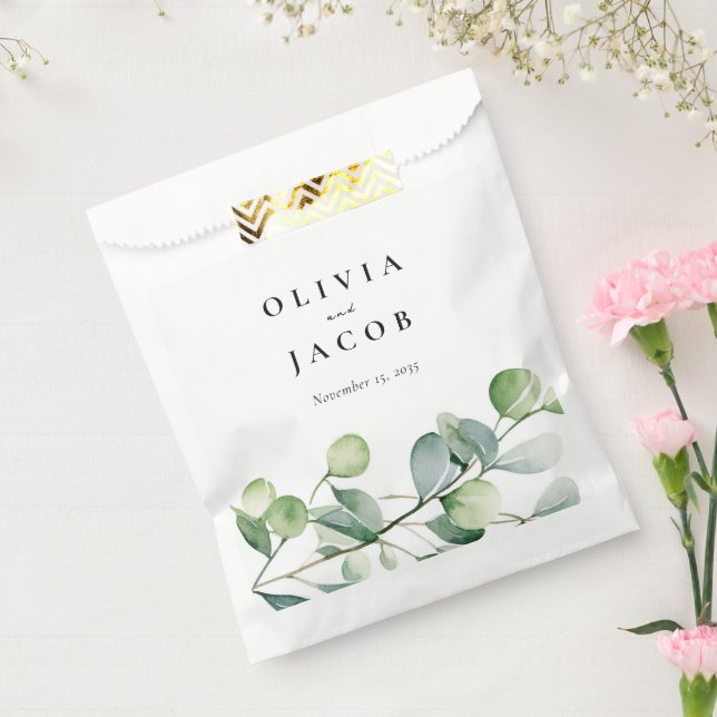 Greenery Eucalyptus Watercolor Wedding Geschenktütchen (Versiegelt)