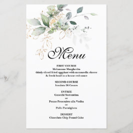 Greenery Eucalyptus wedding Menu Karte