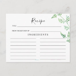 Greenery Eucalyptus Wedding Recipe Card Postkarte