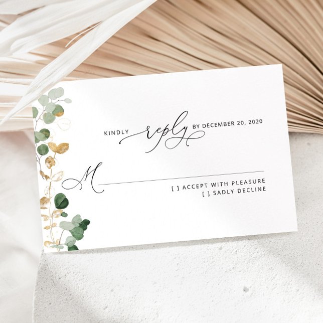 Greenery eucalyptus wedding RSVP Karte (Von Creator hochgeladen)