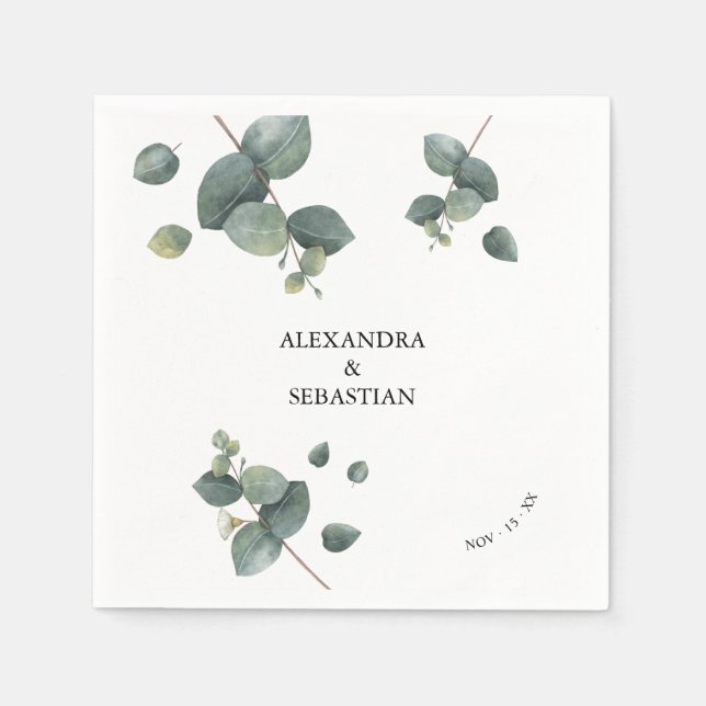 Greenery Eucalyptus Wedding Serviette (Vorderseite)