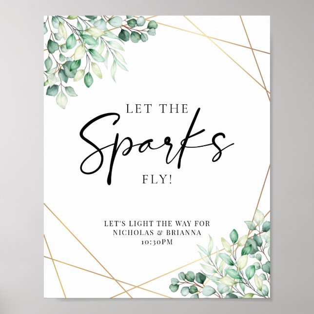 Greenery Eucalyptus Wedding Sparkler Absenden Poster (Vorne)