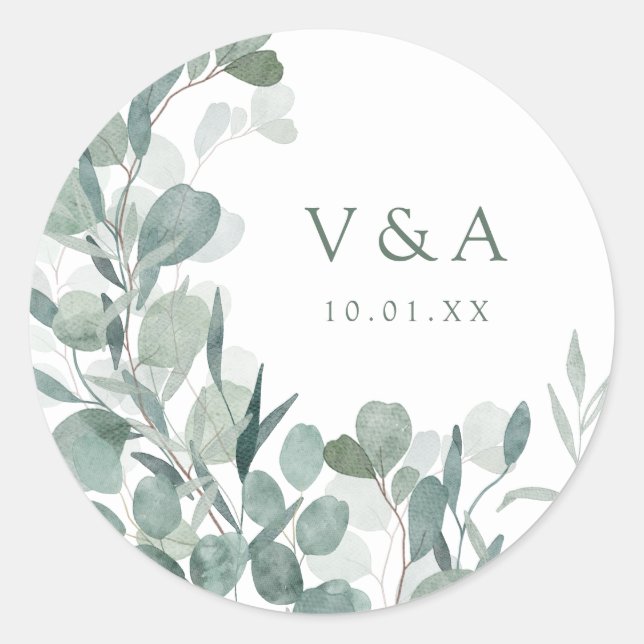 Greenery Eucalyptus Wedding Sticker (Vorderseite)