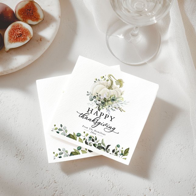 Greenery Eucalyptus White Pumpkin Erntedank Serviette (Von Creator hochgeladen)