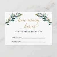 Greenery eucalyptus Wie viele Küsse Spiel Card