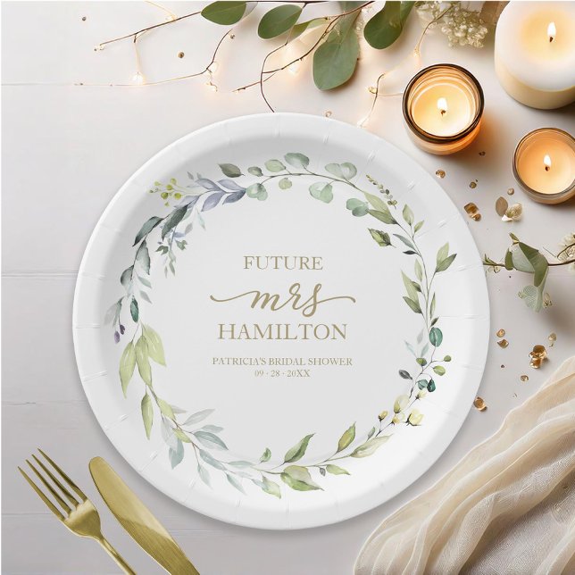 Greenery Eucalyptus Wreath Brautparty Paper Pappteller (Von Creator hochgeladen)