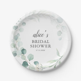 Greenery Eukalyptus Brautparty Paper Plate Pappteller