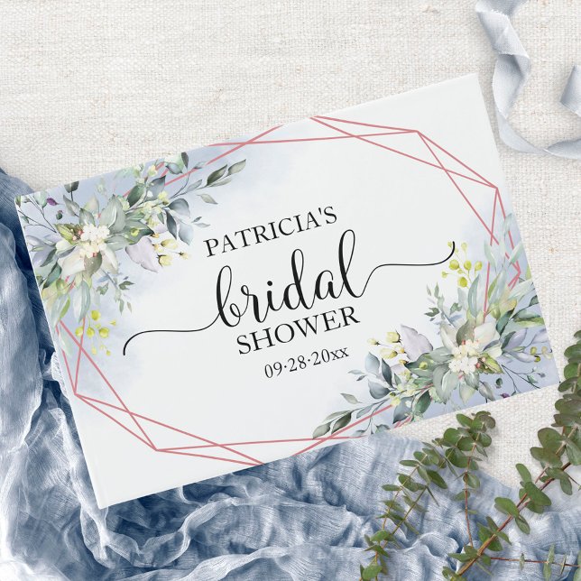 Greenery Eukalyptus Geometrisches Brautparty Gästebuch (Von Creator hochgeladen)