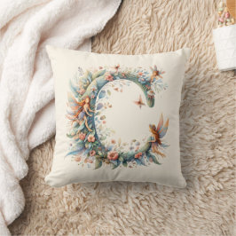 Greenery Fairies Monogram Letter C Kissen