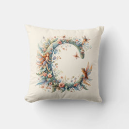 Greenery Fairies Monogram Letter C Kissen