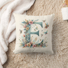 Greenery Fairies Monogram Letter E Kissen