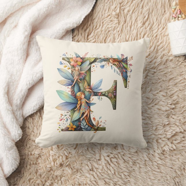 Greenery Fairies Monogram Letter F Kissen (Decke)