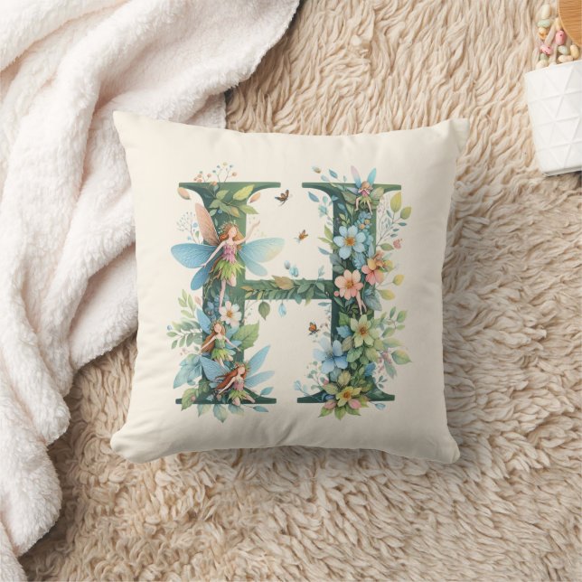 Greenery Fairies Monogram Letter H Kissen (Decke)