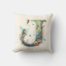 Greenery Fairies Monogram Letter J Kissen