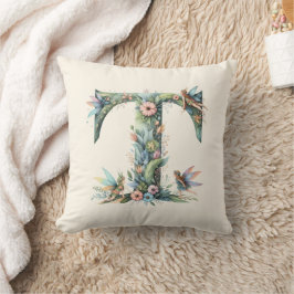 Greenery Fairies Monogram Letter T Kissen