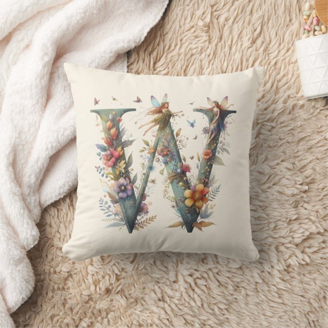 Greenery Fairies Monogram Letter W Kissen (Decke)