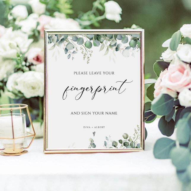 Greenery Fingerprint Wedding Guest Book Sign Poster (Von Creator hochgeladen)